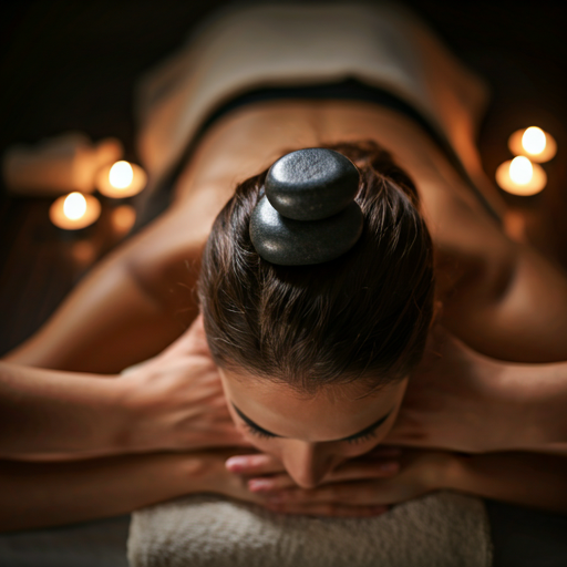 A restorative massage ritual arranged in warm natural light.